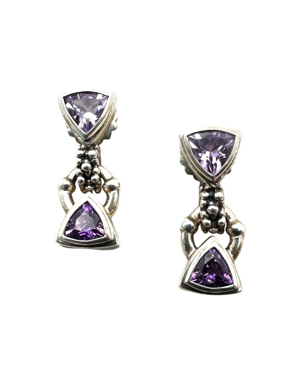 Michael Dawkins Womens Earrings Sterling Silver Amethyst 1" Pierced Chandelier